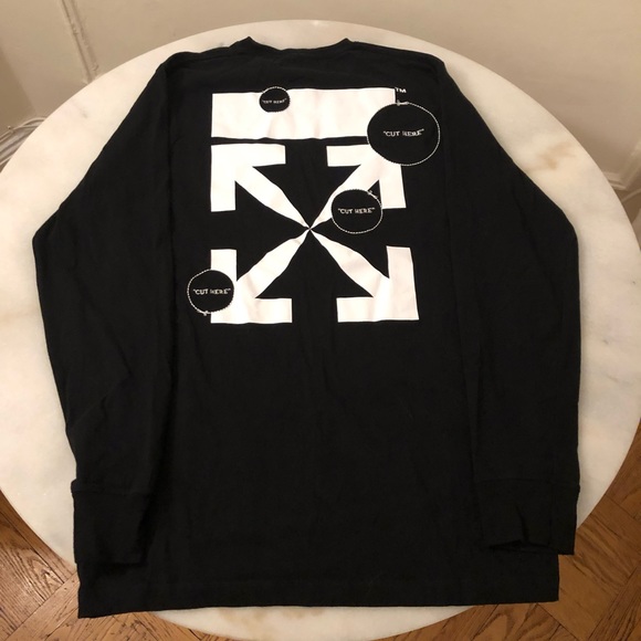 *NWT* Off-White - Virgil Abloh XL “Cut Here” Screened/Embroidered LS T-Shirt - Picture 5 of 9